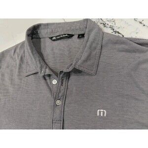 Travis Mathew Polo Shirt Men Large White Purple Stripe Golf Performance Stretch